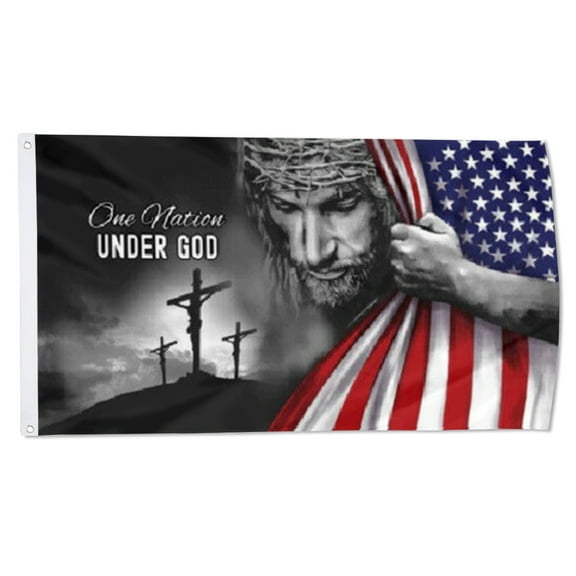 2but ONE NATION UNDER GOD flag JESUS CHRIST CROSS USA REVEAL Flags Polyester 3x5 FT Indoor Outdoor Banner
