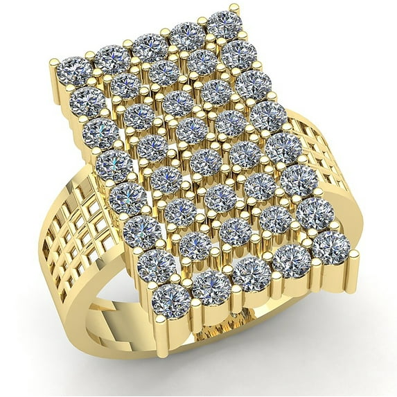 2carat Round Cut Diamond Mens 5Row Cluster Anniversary Engagement Ring Solid 14K Rose, White or Yellow Gold IJ SI2