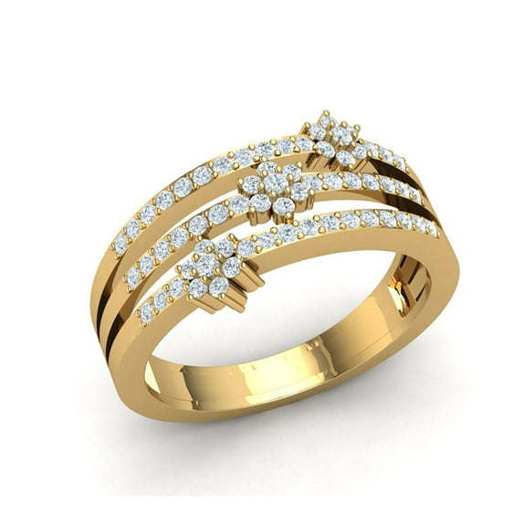 2carat Round Cut Diamond Prong 3Row Floral Modern Fancy Wedding Band Bridal Anniversary Ring Solid 14K Gold GH I1