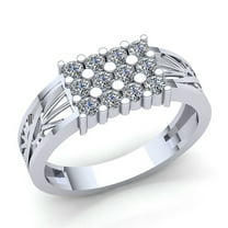 2carat Round Not Enhanced Mens Cluster Fancy Engagement Anniversary Ring Solid 10K Rose, White or Yellow Gold H SI2