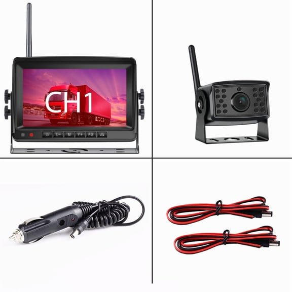2ch AHD Wireless Truck DVR Car Monitor Car Display Screen 7" IR Night Vision Reverse Backup Recorder Camera For Bus RV ,Clear Images
