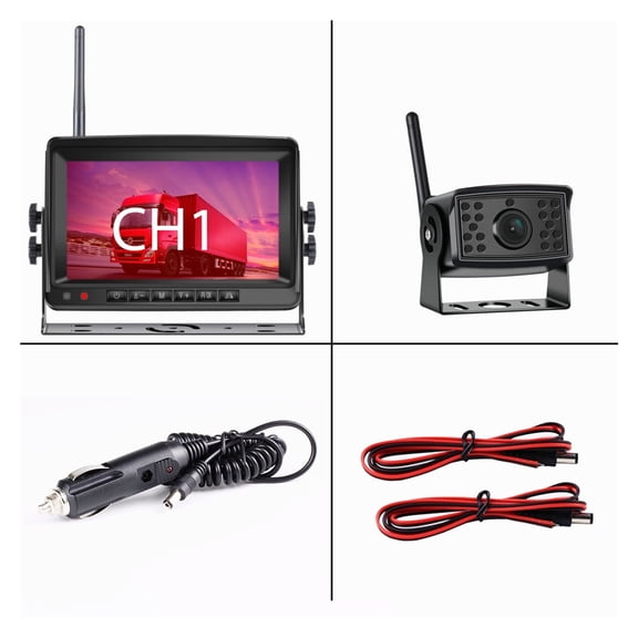 2ch AHD Wireless Truck DVR Car Monitor Car Display Screen 7" IR Night Vision Reverse Backup Recorder Wifi Camera For Bus RV ,Flexible Double Bracket Installation
