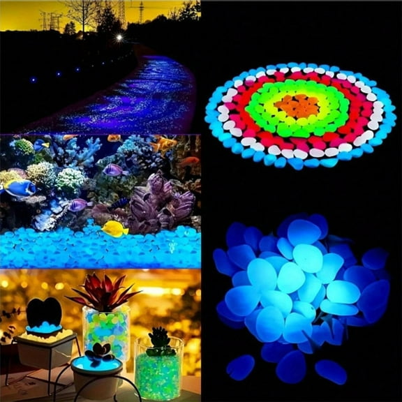 2cm Luminous Pebbles - Rainbow Multicolor Glow in The Dark Rocks, Big Colored Pebbles, Aquarium Gravel, Fish Tank Gravel, Plants for Fish Tank, Glow Rocks for Landscaping