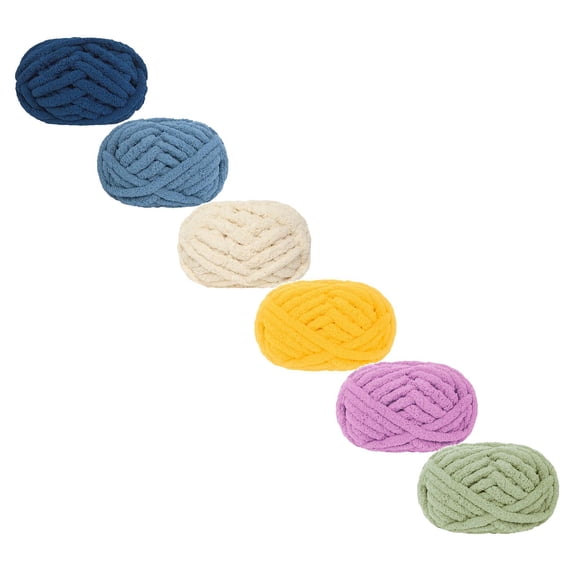 2cm Super Bulky Knitting Yarn, Extra Soft Roving Yarn for Arm Knitting & Crochet, Beginner Friendly DIY Yarn for Scarves Blankets, Craft Yarn 280g/Skein,Chirstmas Gifts(6PC-F)