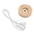 thumbnail image 1 of 2cm Thick, Round Decorative Lamp for Home - 5V White Glow USB LED Oak Wood Light Base, 1 of 8