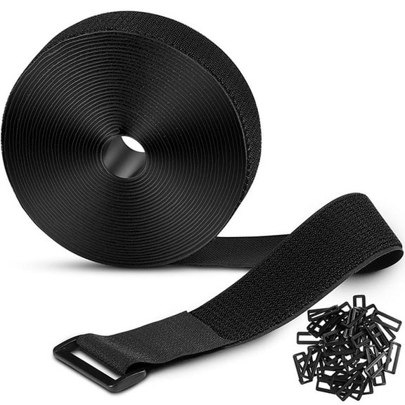 2cm Wide Hook and Looped Strap with 25/50 Buckles Frees Cutting Length Hook and Looped Cable Ties for Cable Wire