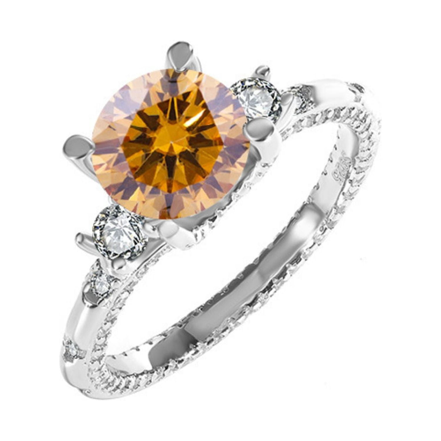 Moissanite Engagement Ring 2CT D Color In 18K White Gold Plated Silver - GRA Certified Wedding Ring For Women