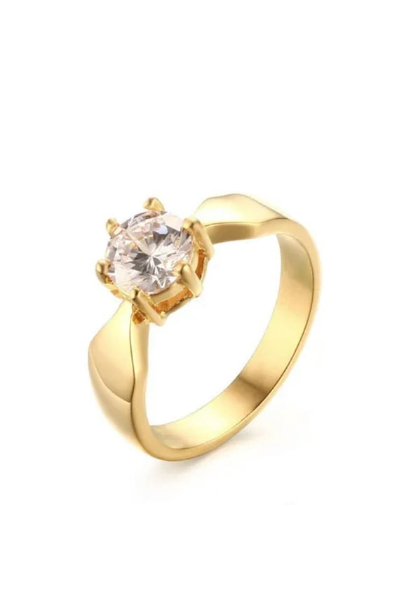 2ct AAA CZ Titanium Band Women's 18K Gold Plated Wedding Jewelry Ring Size 6/7/8