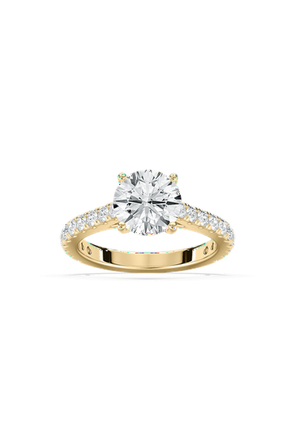 2ct CVD Lab Grown Diamond Solitaire Engagement Ring in 18K Yellow Gold For Women