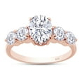 thumbnail image 1 of 2ct Center 6X8MM G-H-I Color Oval Cut Moissanite Engagement Ring Solitare with Accents Band Width 2.1MM In 14K Rose Gold Over Sterling Silver-8.5, 1 of 5