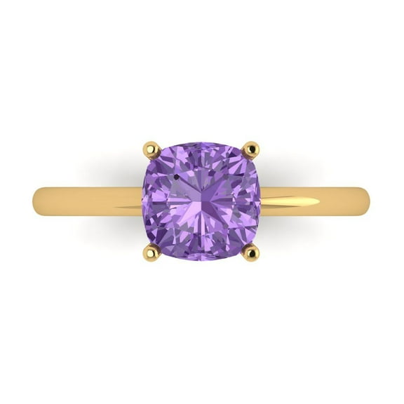 Solitaire Engagement Ring for Women - 2ct Simulated Alexandrite in 14K Yellow Gold Promise Ring