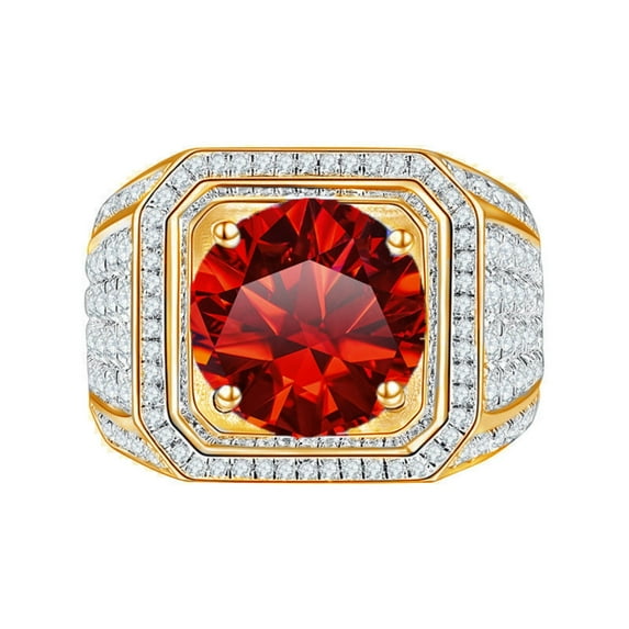 2ct Moissanite Rings for Mens Round Cut D Color VVS1 Yellow/Blue/Green Diamond Rings for Mens Moissanite Anniversary Wedding Engagement Rings with Certificate