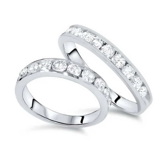 Pompeii3 2ct Diamond 14K White Gold His/her Wedding Ring Set