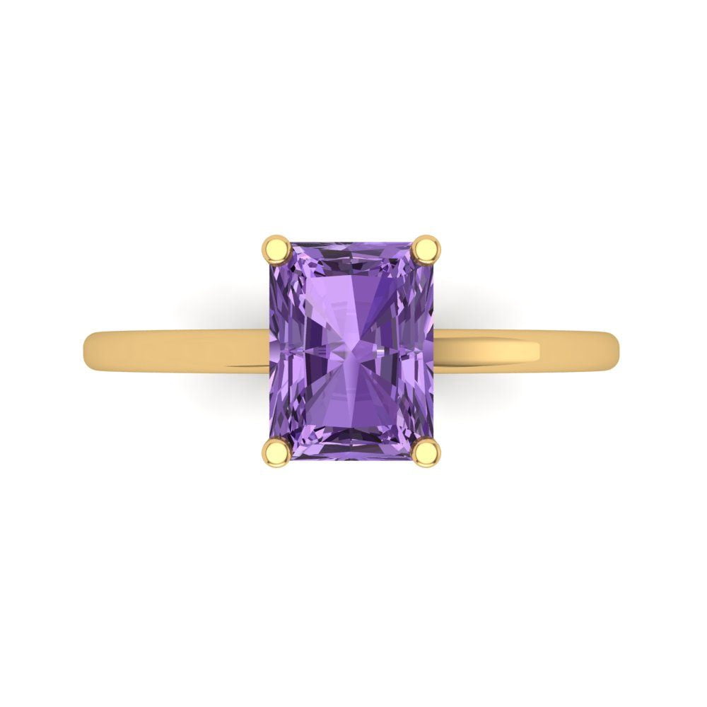 Solitaire Engagement Ring for Women - 2ct Simulated Alexandrite in 14K ...