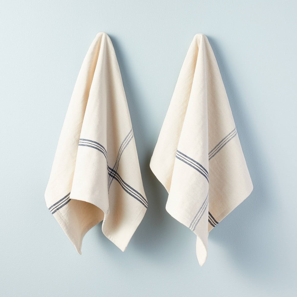 Blue/Grey Stripe Linen Hand Towels (Set of 2) – Saffron + Poe