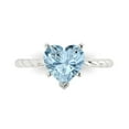 thumbnail image 1 of 2ct Heart Cut Blue Crystal 18k White Gold Engraving Statement Bridal Wedding Solitaire Designer Ring Size 8, 1 of 5