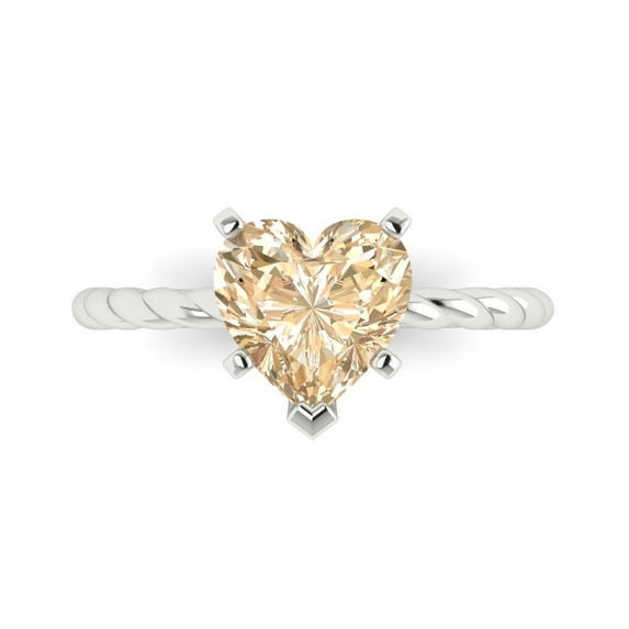 Clara Pucci 14K White Gold 2ct Morganite Solitaire Ring for Women
