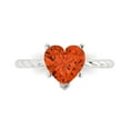 thumbnail image 1 of 2ct Heart Cut Red Crystal 18k White Gold Engraving Statement Bridal Wedding Solitaire Designer Ring Size 8, 1 of 5