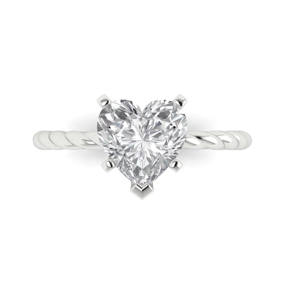 Clara Pucci 14K White Gold 2ct WhiteSapphire Solitaire Ring for Women