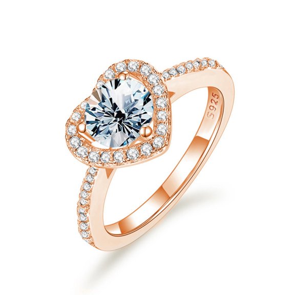 2ct Heart Moissanite Engagement Rings D Color VVS1 Clarity S925 Sterling Silver Blue/Pink/Purple Diamond Rings Moissanite Rings for Women with Certificate
