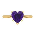 thumbnail image 1 of Solitaire Engagement Ring for Women - 2ct Natural Amethyst in 14K Yellow Gold Promise Ring, 1 of 6