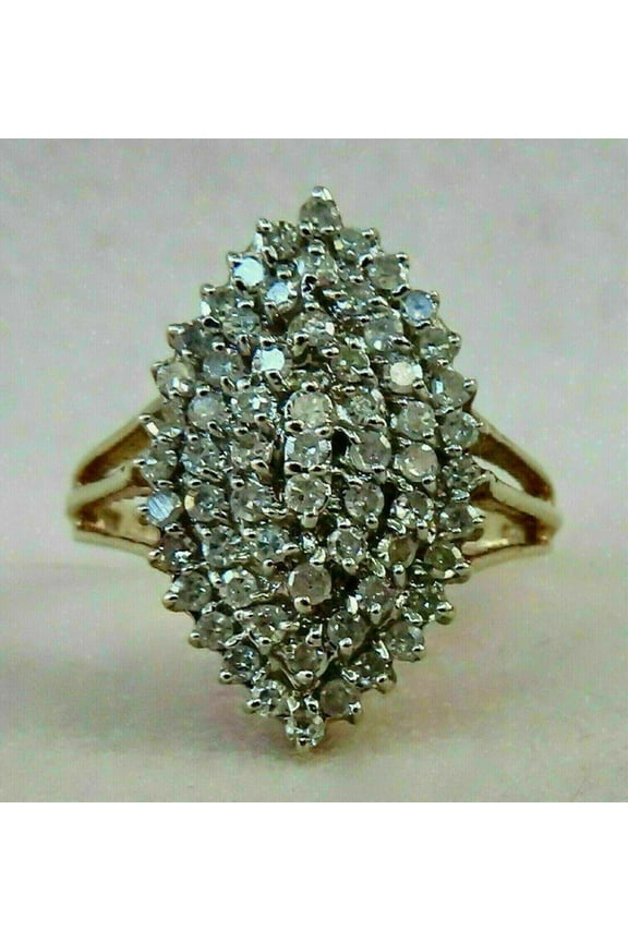 2ct Lab Created Diamond Engagement Cluster Ring Solid 14K Yellow Gold Finish