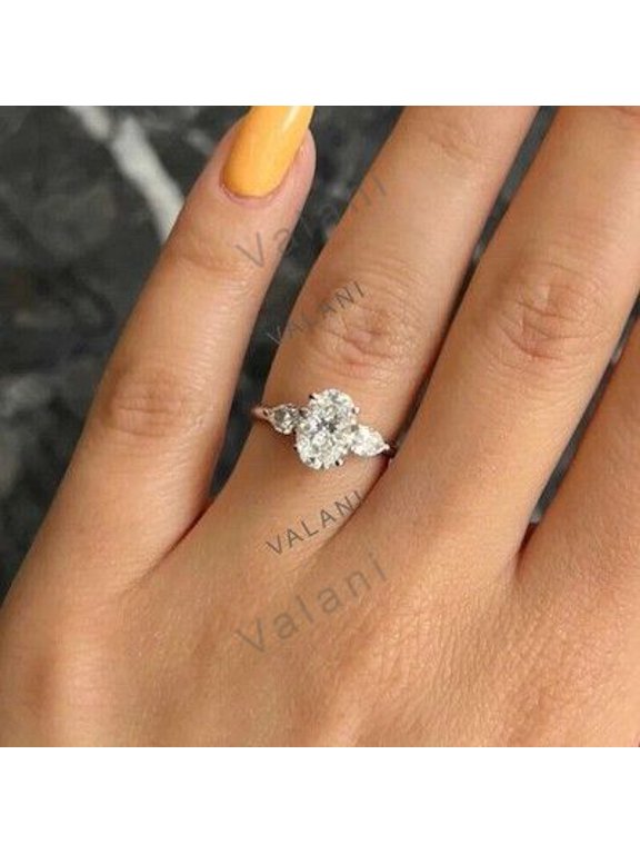 2ct Lab Grown Diamond Band Ring 14K Gold Oval Cut IGI Certified VS1 Clarity