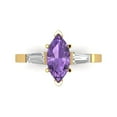 thumbnail image 1 of Three-Stone Engagement Ring for Women - 2ct Simulated Alexandrite in 18K Yellow Gold Promise Ring, 1 of 6