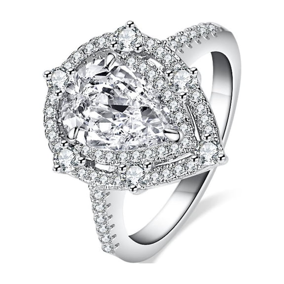 2ct Moissanite Diamond Rings for Women S925 Sterling Silver Pear Cut D Color VVS1 Engagement Rings Forever Classic Moissanite Wedding Anniversary Promise Rings for Women with Certificate