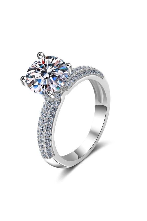 2ct Moissanite Engagement Rings for Women Round Cut D Color VVS1 Moissanite Diamond Rings with Certificate