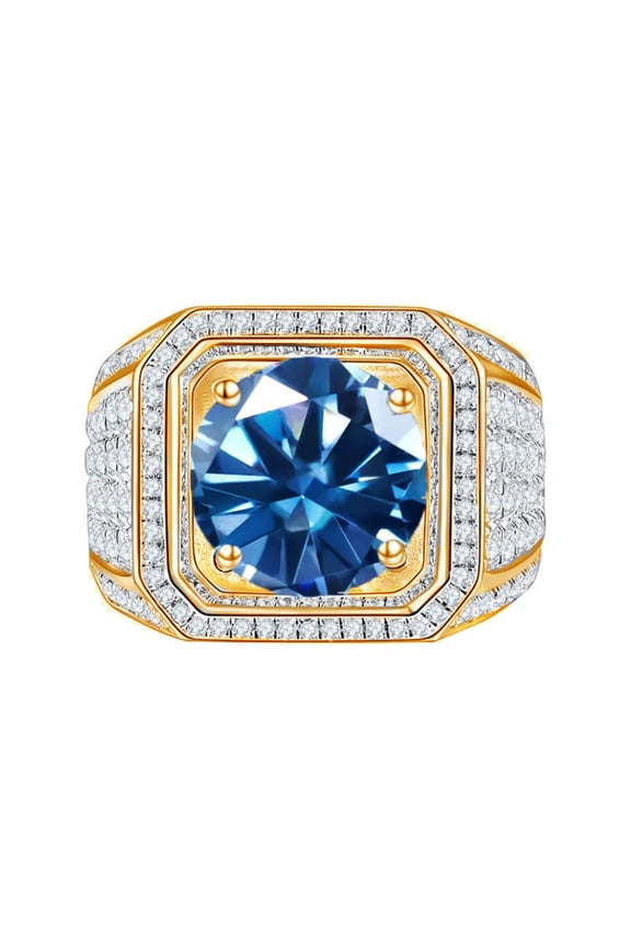 2ct Moissanite Rings for Mens Round Cut D Color VVS1 Yellow/Blue/Green Diamond Rings for Mens Moissanite Anniversary Wedding Engagement Rings with Certificate