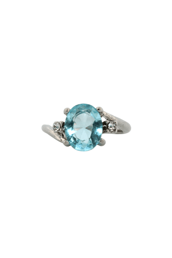 2ct Oval Aquamarine Silver Ring, Size 6 2OASRS6