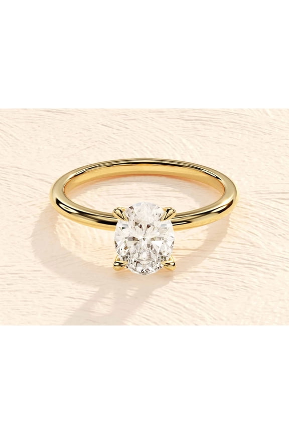 2ct Oval Cut Solitaire Moissanite 4 Prong Engagement Promise Ring 14k Yellow Gold Over(7 no)