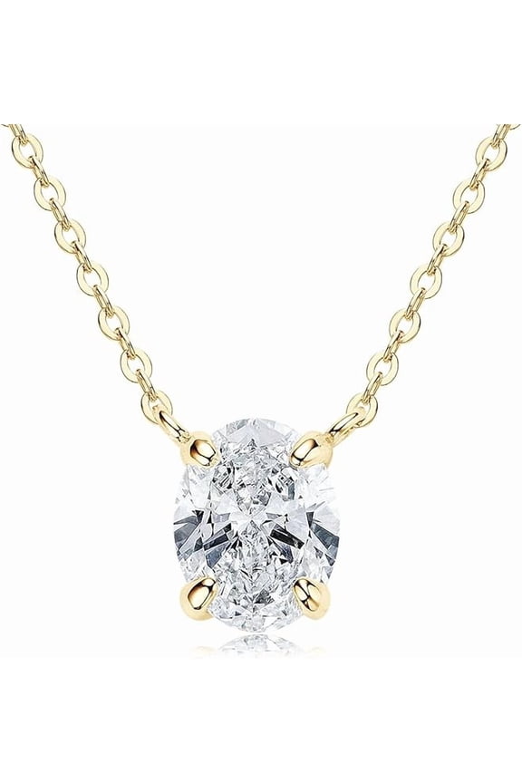 2ct Oval Moissanite Pendant Necklace, D Color VVS1 925 Sterling Silver Platinum Plated Dainty Pendant for Women Wife Mothers Day Jewelry Gifts