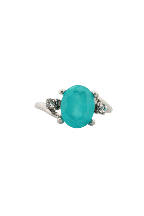 2ct Oval Paraiba Tourmaline Silver Ring, Size 5 2OIBPTSRS5