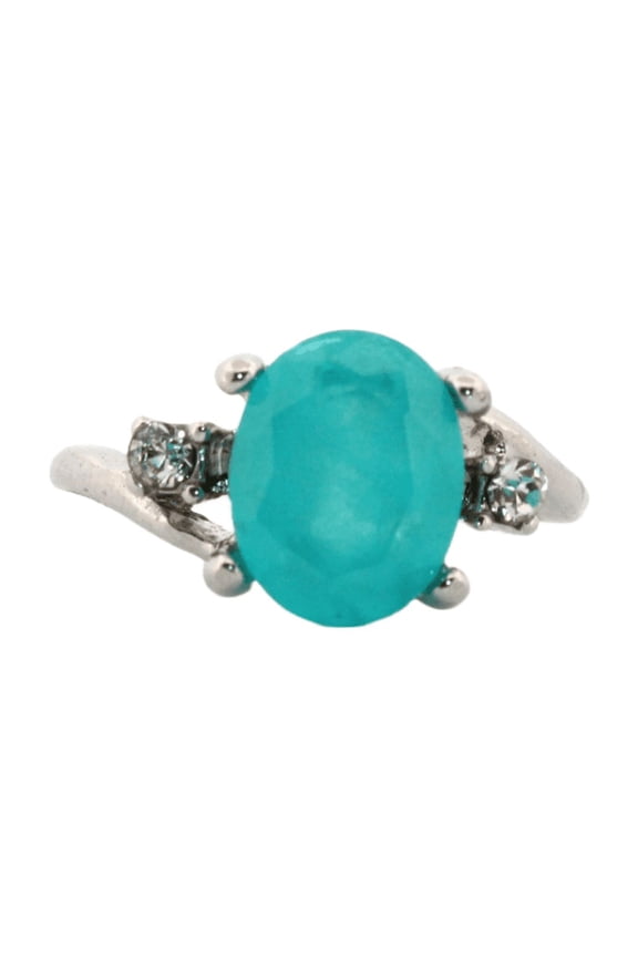 2ct Oval Paraiba Tourmaline Silver Ring, Size 9 2OIBPTSRS9