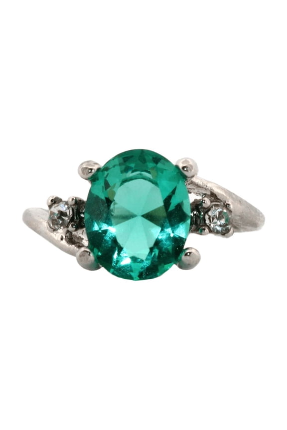 2ct Oval Paraiba Tourmaline Silver Ring, Size 9 2OPTSRS9