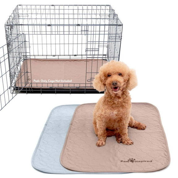 2ct Paw Inspired Dog Crate Pads Mats size 29x18” for Use with 30” Kennel and Crate | Washable Waterproof Dog Pee Pads