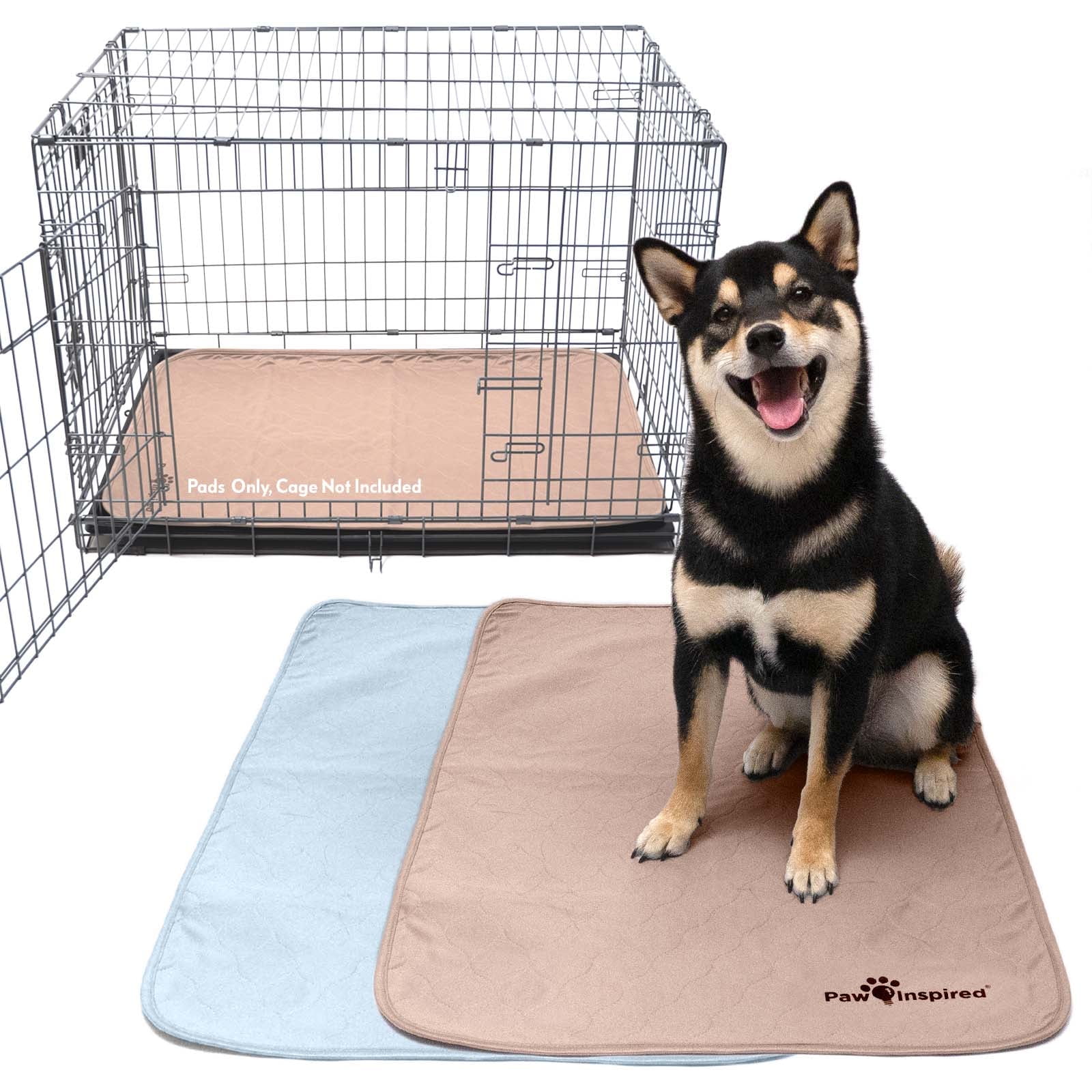 2ct Paw Inspired Dog Crate Pads Mats size 35x22” for Use with 36” Kennel and Crate | Washable Waterproof Dog Pee Pads