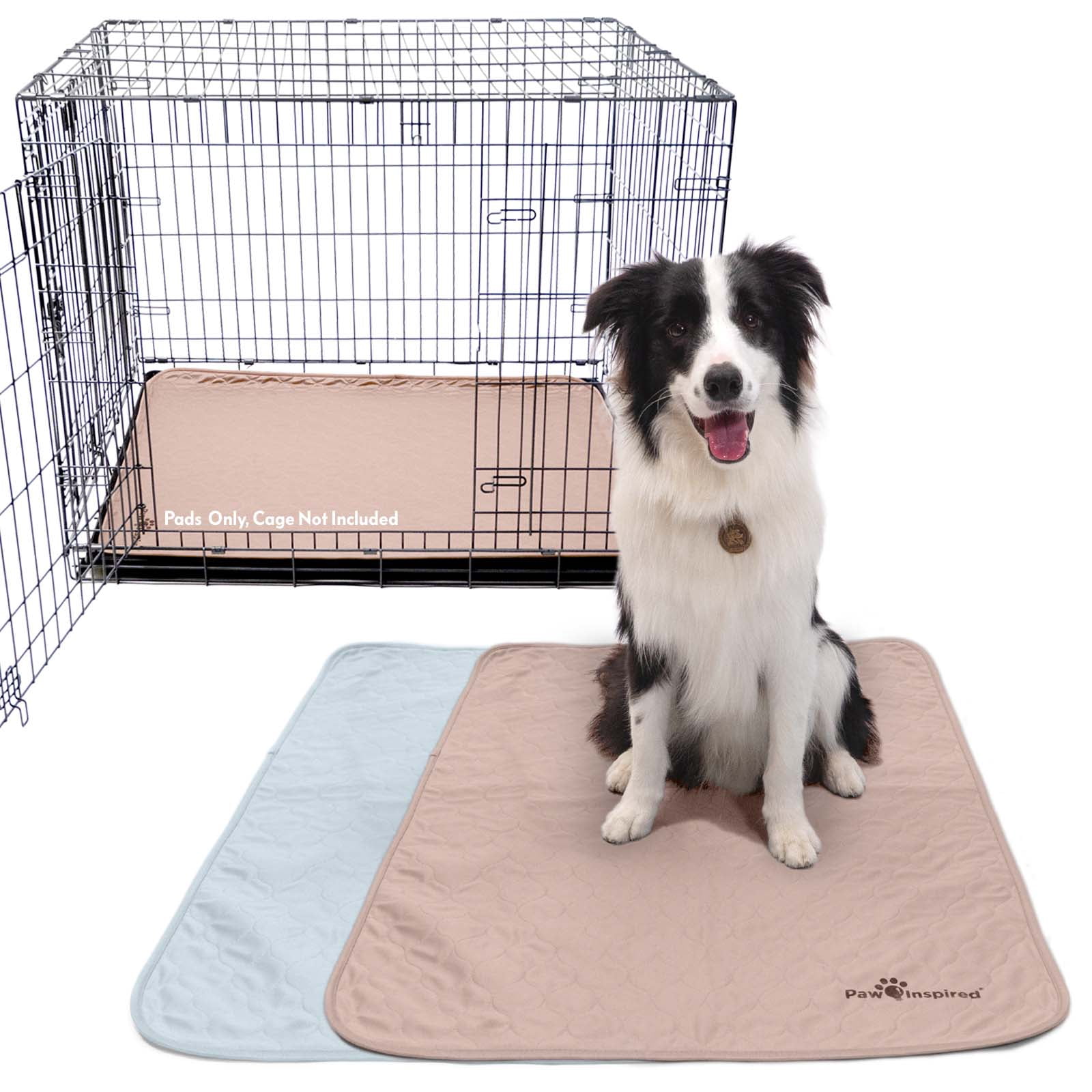 2ct Paw Inspired Dog Crate Pads Mats size 47x29” for Use with 48” Kennel and Crate | Washable Waterproof Dog Pee Pads
