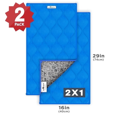 2ct Paw Inspired Guinea Pig Cage Liner Sweep-EZ Fleece Bedding 29x16 in, Washable Waterproof Pee Pads for Small Animals (Blue)