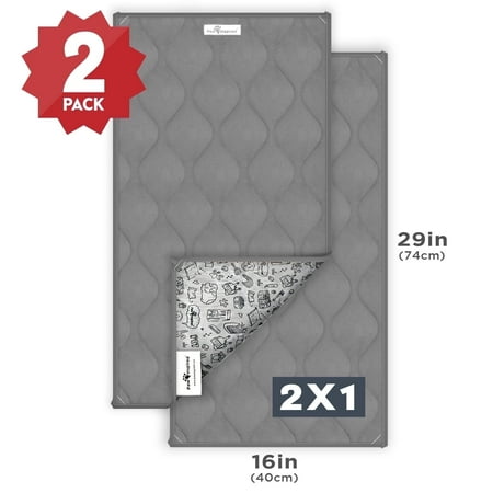 2ct Paw Inspired Guinea Pig Cage Liner Sweep-EZ Fleece Bedding 29x16 in, Washable Waterproof Pee Pads for Small Animals (Gray)