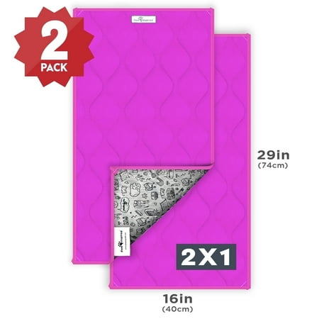 2ct Paw Inspired Guinea Pig Cage Liner Sweep-EZ Fleece Bedding 29x16 in, Washable Waterproof Pee Pads for Small Animals (Pink)
