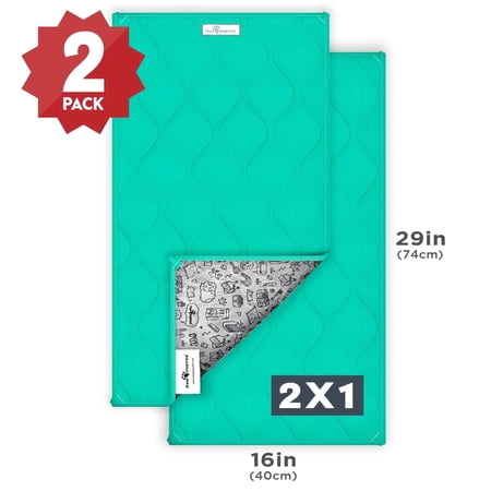 2ct 29x16” Paw Inspired Guinea Pig Cage Liner Pads | Washable Fleece Bedding , Pet Bed Mat for Guinea Pigs, Ferrets, Rabbits, Hamsters, Small Animals |Absorbent Pee Pad Waterproof Bottom (Green)