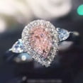 thumbnail image 1 of 2ct Pink/White Water Drop CZ Wedding Ring 925 Silver Women's Engagement Size 4-9, 1 of 8