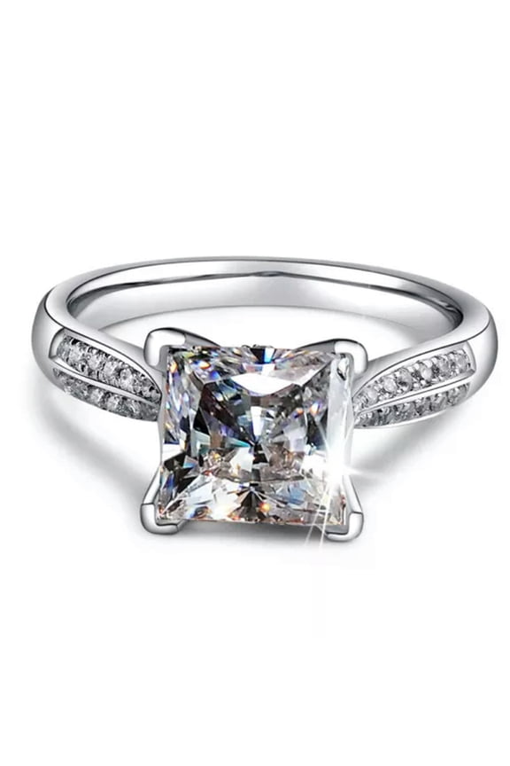 2ct Princess Cut AAA CZ 925 Silver Women's Engagement Wedding Band Ring Size 4-9