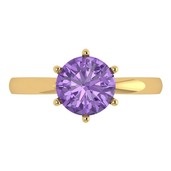 Solitaire Engagement Ring for Women - 2ct Simulated Alexandrite in 18K Yellow Gold Promise Ring
