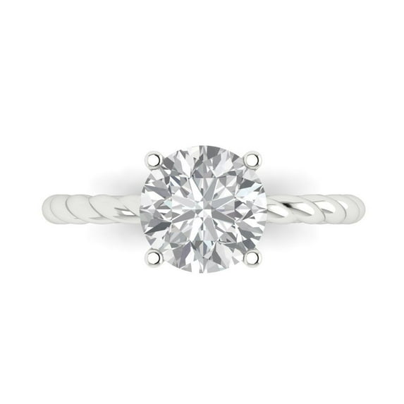 2 ct Round Cut Moissanite Solitaire Engagement Ring for Women in 18K White Gold