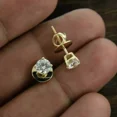 thumbnail image 1 of 2ct Round Cut Lab-Created Diamond Solitaire Stud Earrings 14k Yellow Gold Finish, 1 of 2
