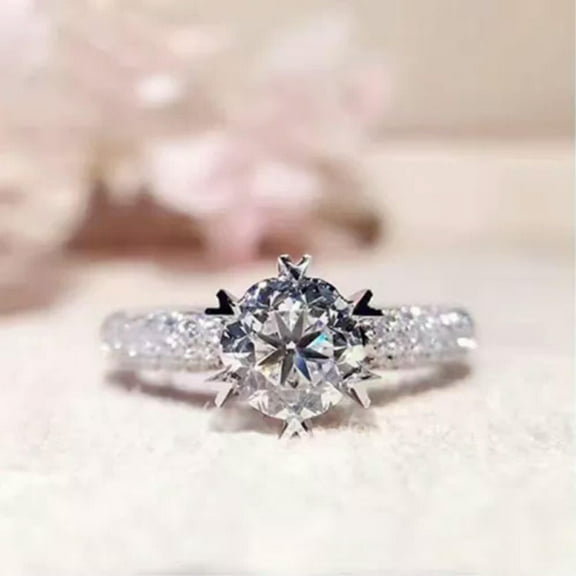 2ct Round Cut Women's Unique White Cz 925 Silver Engagement Party Ring Size 4-9